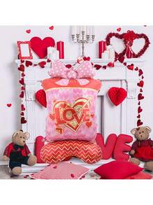 Caixa de Presente Grande de 150cm com Desenho de Letra LOVE e Coração em Dourado - Adequada para Dia dos Namorados, Confissão, Aniversário, Comemoração e Decoração de Festa, Decoração de Balão do Dia dos Namorados