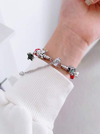 1PC able Metal made Bead DIY Themed AppleWatch s, Compatible 38/40/41/42/44/45/46/49mm, The Series Ultra/SE/11/10/9/8/7/6/5/4/3/2/1, Adjustable In Length Easy To Operate, Various Elements Such As Trees, Santa Claus, Etc., High End Full Of Sense, Is Horloge Strap Atmosphere (Watch Only, Hoesje Not Included) view 3