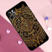 Funda de teléfono con diseño de calendario maya y piedra nativa compatible con iPhone 13, 14, 15, 16 Pro Max Plus, 11, 12 Pro Max, 7, 8, X, XS, XR, 12, 13 Mini, así como con Galaxy S17, S17 Pro y S17 Pro Max - A855 - Ver 7