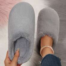Womens Slippers Fall Winter Shoes Soft Plush Memory Foam Slippers Warm Fuzzy Fluffy Bedroom Slippers Ladies House Shoes Cotton Fuzzy Slippers Indoor House - 灰色 - 查看 7