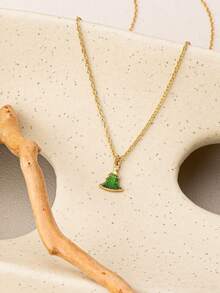 1 Pc Minimalist Christmas Tree Snowflake Pendant Necklace For Women, 2025 Winter Themed Xmas Reindeer Jingle Bells Charm Necklaces, Holiday Festive Jewelry Gift For Her