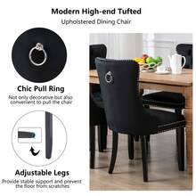 4 Piece Set Velvet Upholstered Dining Chairs, Wingback Side Chairs Button Tufted With Solid Wood Legs For Kitchen,Dining Room. - Black - View 9