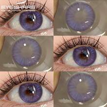 Eyeshare 1副彩色隐形眼镜，适合眼睛，年抛型，自然棕色、灰色、粉色、紫色镜片，软性隐形眼镜 - PROVENCE-PURPLE - 查看 8