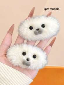 4个/套可爱毛绒海豹发夹，秋冬季萌系动物刘海夹，柔软卡通毛绒边发夹 - 适合女孩和女士，甜美风和日系风皆宜，日常佩戴或拍照道具皆可，发饰，爪夹，发夹，发卡，头部饰品，女士发饰，发卡 - 彩色 - 查看 8