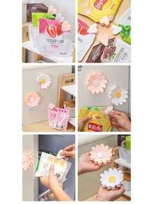 1pc Personalized Daisy Petal Design Magnetic Bag Clip, 3D Magnetic Sealing Clip, Refrigerator Magnet, Food Bag Clip
