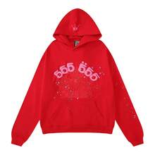 Sweatshirt Spider Web Print Hooded Pullover Sweatshirt Casual Loose New Style - 紅色1 - 查看 12