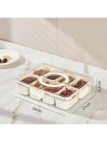 4/8 Grid Portable Snack Platters Organizer Divided Serving Tray With Lid And Handle With Reusable Snack Box Home Decor - random color - View 9