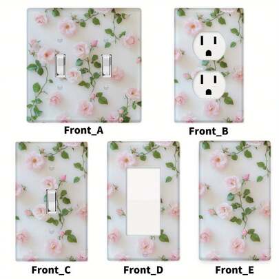 1PC Decorative Light Switch Cover 1pc Roses On Wall Picture Design Decorative Wall For Switch Plate Cover - Easy Installation, Apply Panel For Kitchen, Office, Bedroom, Dining Room, Bathroom, Fashion Home Festive Decor, No Wiring Required Halloween Decorations/Thanksgiving Decorations/Christmas Decorations/New Year Decorations