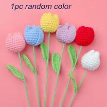 6朵混色手工钩编郁金香，人造郁金香，永不凋谢的逼真编织花，针织仿真花，保鲜花，圣诞节、生日、婚礼、毕业典礼、教师节、母亲节的最佳礼物，适合餐厅、房间、卧室装饰，也是节日礼物和圣诞派对装饰的理想之选。 - 混色 - 查看 12