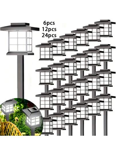 10-Hour Long-Lasting Solar Powered LED Landscape Pathway Lights, Waterproof Solar Garden Lights For Outdoor Pathway, Yard, Driveway, Plastic Construction, Durable Outdoor Solar Lights For Property Managers And Homeowners