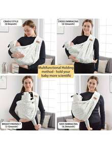 Vrbabies Easy To Wear Infant Carrier Slings, Lightweight Hands Free Baby Sling, Ideal Choice For Comfortable Parent-Child Relationships, Novice Parents Baby Carrier - 黃色小花 - 查看 3