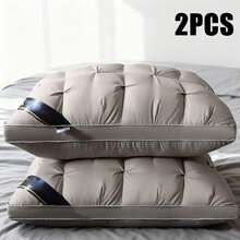Queen Pillow Set Of 2 , Soft Support Queen Pillow Set Of 2 , Hotel Collection Standard/Queen Bed Pillow Set Of 2 , Down Alternative Bedding For Back, Stomach, Or Side SleepersLuxury Hotel Gel Pillow Room Decor, Easter Gift (White Gray) - Grey - View 1