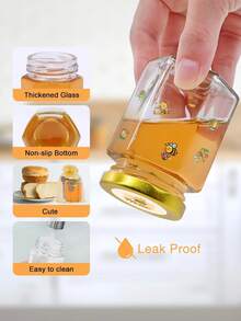 Frasco De Vidrio Mini Miel Hexagonal Con Tapa 45 Ml 24 Pcs - transparente - Ver 7
