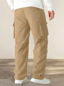 Men's Casual Cargo Pants, Fashionable Outdoor Workwear Trousers Spring - Khaki - View 2