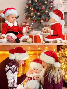 1pc Children Classic Christmas Hat, Velvet Santa Claus Hat For Boys Girls New Year Holiday Party