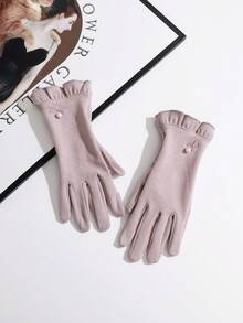 1 Pair High Elastic Fleece Flip-Top Outdoor Cycling Gloves+Winter Gear+Gloves Bear+Christmas