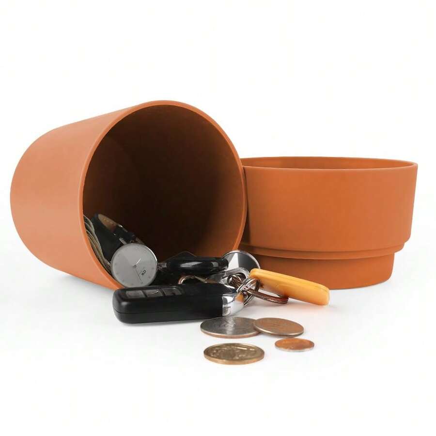 Flower Pot With Hidden  & Secret Compartment,Secret Stash Key Hider,Hide A Key Secret  (Brown){Inchcolor_nameinch:InchBrowninch} - 棕色 - 查看 1