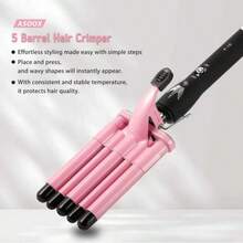 5pcs Curling Wands/Wavy Hair Curler, Rapid Heating 15mm Portable Long Hair Curling Iron, 2 Temperature Settings Adjustable Wavy Hair Curler - EU C Type Plug(220-240V) - View 7
