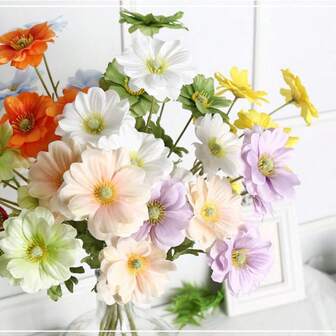 1 pieza Flor artificial de mariposa de 6 cabezas, decoración de flor de mariposa para fotografía, arreglo de flores falsas, decoración del pasillo de la boda