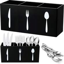 1pc Acrylic Cutlery Organizer (7.9 X 3.5 X 2.5 Inch), Silver Utensil Holder Tray For Knives, Spoons And Forks, 3-Tier Kitchen Caddy For Cabinet, Home, Dining Room - Multicolor - View 2