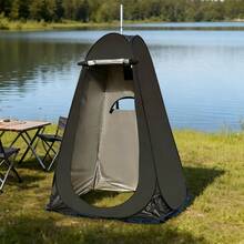 1.2m X 1.2m X 1.9m Outdoor Shower Tent, Privacy Pop-Up Changing Room For Camping Beach & Portable, Instant Portable Outdoor Shower Shelter With 2 Windows, Thicker Waterproof For Bathing - 黑色 - 查看 7