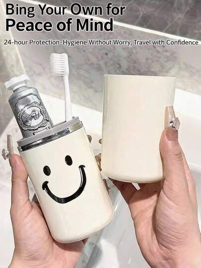 Kit de viaje portátil para cepillo de dientes que incluye soporte compacto para cepillo de dientes, vaso para enjuague y organizador para el cuidado bucal en movimiento