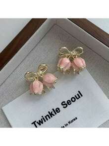 2 chiếc kẹp tóc mini bằng hợp kim đính đá tulip xanh và mắt mèo giả, kiểu dáng cổ điển dễ thương, thích hợp sử dụng hàng ngày, phụ kiện tóc mùa đông, kẹp tóc hoa thời trang. - Nhiều màu - Xem 3