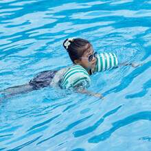 1 Pair Retro Striped Inflatable Swim Arm Bands, Rollup Strap, Buoyancy Equipment For Beach, Lake, Pool & Outdoor Activities, Vintage Design, Fun Swimming Gear, Comfortable Wear, Lightweight Buoyancy, Rolling Strap With Float - Multicolor - View 12