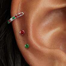 1pc 16G 18G Titanium Round Hoop Earrings For - Hypoallergenic Nose/Ear Body Piercing Jewelry With Zirconia Gemstone, Valentine's Day Gift, Everyday Nose Ring Or Stud Earrings, Christmas Piercing Earrings For Women Men