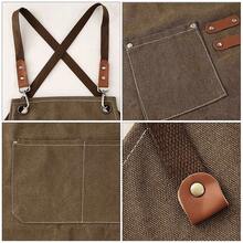 Waxed Canvas Tool Work Shop Apron Heavy Duty Woodworking Unisex Chef With Pocket - Black - View 9