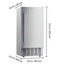 Máquina para fabricar hielo debajo del mostrador, 66 lb/día, máquina para fabricar hielo incorporada con puerta reversible - 66 libras - Ver 10