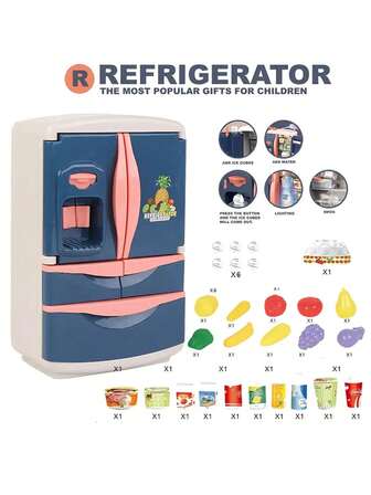 Juguete de cocina de tamaño grande para juego de roles, refrigerador de doble puerta para niñas, utensilios de cocina para juego de roles de los niños