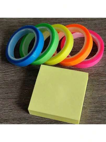 [Random Color] 5/4/3/2/1pcs Super Thin Small Index Tabs, Removable Transparent Sticky Notes, Waterproof, Writable, Colorful Fluorescent Marker Tapes, Various Roll Lengths, Wide Fluorescent Tapes, Whiteboard Tapes, Multi-Color, Thin Tapes Suitable For Whiteboard, Whiteboard Accessories, Dry Erase Board Accessories, Chart Tapes, Graphic Tapes
