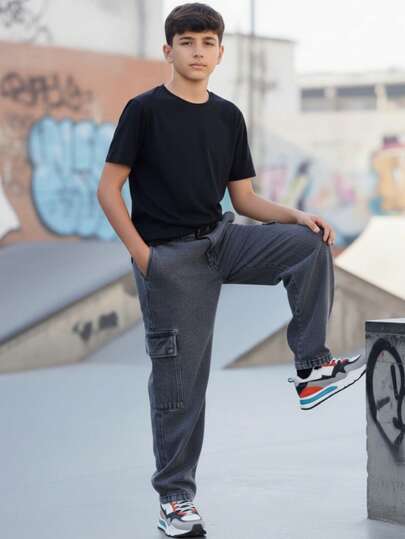 Calça Jeans Balão Bag Boca Larga Masculina Menino Infantil Juvenil