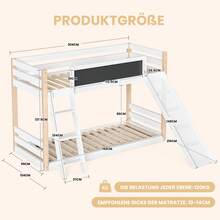Children's Bunk Bed With Slide And Stairs, Sturdy Wood And Particleboard Frame, Safety Rails On All 4 Sides, Ec-Certified 747, Compatible With 90*200 And 90*190 Cm Mattresses, Easy Assembly - White - View 3