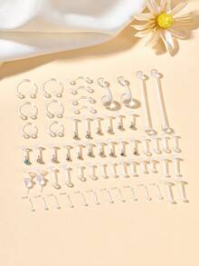 Casual Clear Piercing Retainers Bioflex Nose Rings Belly Rings Septum Eyebrow Lip Cartilage Tragus Earring Retainer Industrial Bar Plastic Piercing Jewelry For Work, Clear Nose Studs Clear Nose Rings For Work Clear Nose Piercing Plastics Nose Retainer Nose Ring Spacers Nose Rings Retainer Septum Retainer Clear Lip Rings Plastic Earrings Studs - Clear - View 1