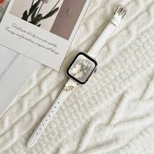 1条优雅奢华的合成皮革表带，兼容 Series 1/2/3/4/5/6/7/8/9/10/Ultra，适用于38mm/40mm/41mm/42mm/44mm表盘。纤薄轻巧的表带，饰有蝴蝶图案，打造高品质腕间配饰。 - 白色 - 查看 5