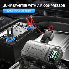 FEATOU 5000A Jump Starter With Air Compressor, 5in 1 Function Jump Box 150PSI Jump Starter Battery Pack , Car Battery Charger Portable For 1.98gal Gas , Car Jumper Starter Portable, Roadside Assistance Device, Automotive Power Supply , Power Bank Charger, Truck Drivers, Car Owners - 銀色 - 查看 6