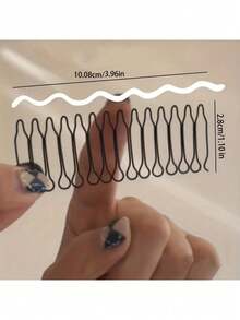 5支装隐形美发梳，无香型边缘定型修护工具，U型发夹，发饰，断发修整器，顶部发夹，后脑勺隐形刘海固定插梳，美发造型工具，美发套装 - 黑色 - 查看 3