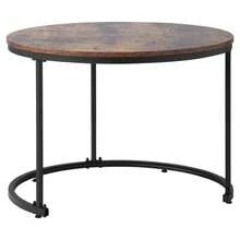Set Of 2 Round Coffee Tables, Stackable Round Side Tables For Living Room, 2 Round End Tables - Brown + MDF - View 5