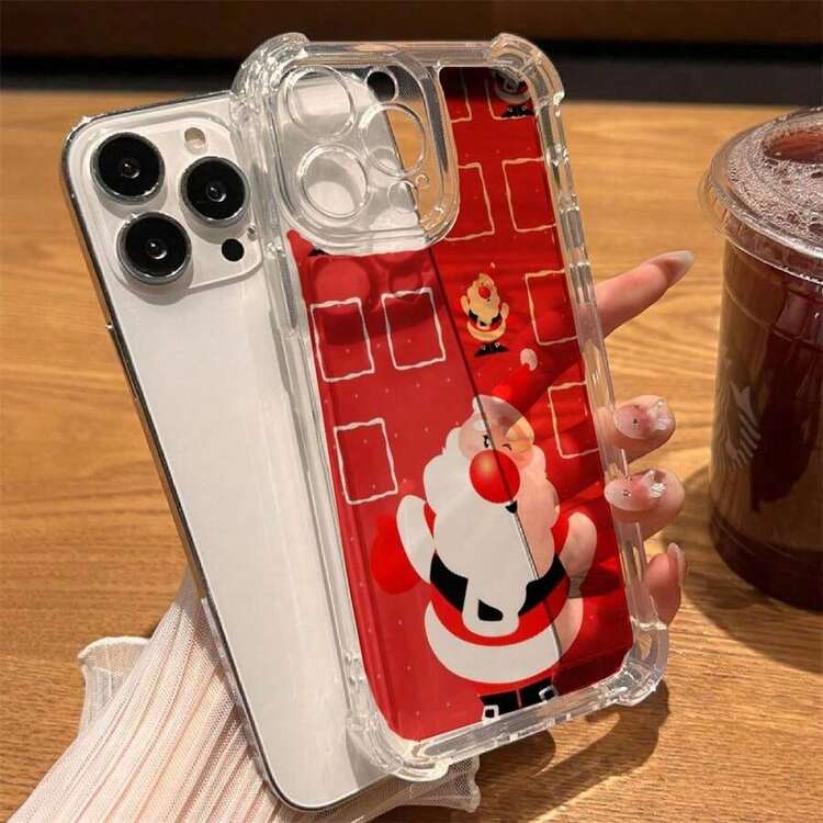 Teléfono Teléfono 17 Pro CasoHalloween Papá Noel Patrón Rojo Adecuado phone17/17pro/17pro/16pro/16pro Teléfono Lindo Teléfono Calabaza Fantasma Teléfono a prueba de caídas Regalos navideños - Multicolor - Añade 2