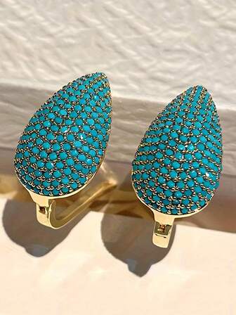 1 Pair Women's Teardrop Hoop Earrings, Fashionable, Minimalist, Classic, Versatile