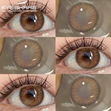 1 Cặp kính áp tròng màu Eyeshare, phù hợp cho mắt, dùng một lần mỗi năm, màu nâu tự nhiên, xám, hồng, tím, kính áp tròng mềm. - PROVENCE-BROWN - Xem 2