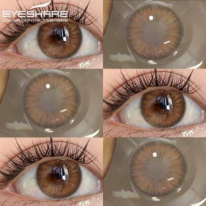  1 Pair Eyeshare Colored Contact Lenses, Suitable For Eyes, Annual Disposable, Natural Brown, Gray, Pink, Purple Lens Colors, Soft Contact Lenses