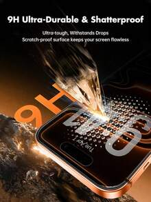 Bộ 2 miếng dán bảo vệ màn hình chống trầy xước, phủ toàn màn hình, chống bám vân tay, chống nước, chống trầy xước, chống sốc, tương thích với iPhone 17e/16/15/14/13/12/11 Pro Max/XR/X/XS Max/7/8 Plus/17/17 Air/17 Pro/17 Pro Max - màu đen - Xem 3