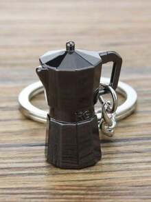 1 قطعة سلسلة مفاتيح إبداعية من سبيكة الزنك على شكل إبريق قهوة صغير، مناسبة للاستخدام اليومي وكهدايا أعياد الميلاد والأعياد، تعليقات للحقائب والسيارات والأصدقاء والأخوات والمعلمين