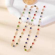 1 pieza Collar en forma de corazón de vidrio dorado y colorido con longitud ajustable, collar largo colorido, adecuado para galas, fiestas, San Valentín, regalo de Navidad - Vidrio color dorado - Ver 2