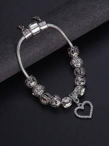 سوار معلق بلون فضي مزين بخرز الكريستال والزجاج المورانو بسلسلة ثعبان للنساء، مجوهرات بوهيمية راقية، مناسبة للنساء