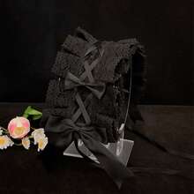 1 件女士黑色蕾丝涤纶甜美头带，适合搭配连衣裙情人节返校季