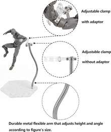 TendenciaBase de exhibición para figuras de acción NovaViva con brazo de soporte metálico ajustable, base de soporte para exhibición de figuras de acción compatible con HG RG SD SHF Gundam 1/144 juguete conCalidad premium - 2pcs Negro - Ver 11